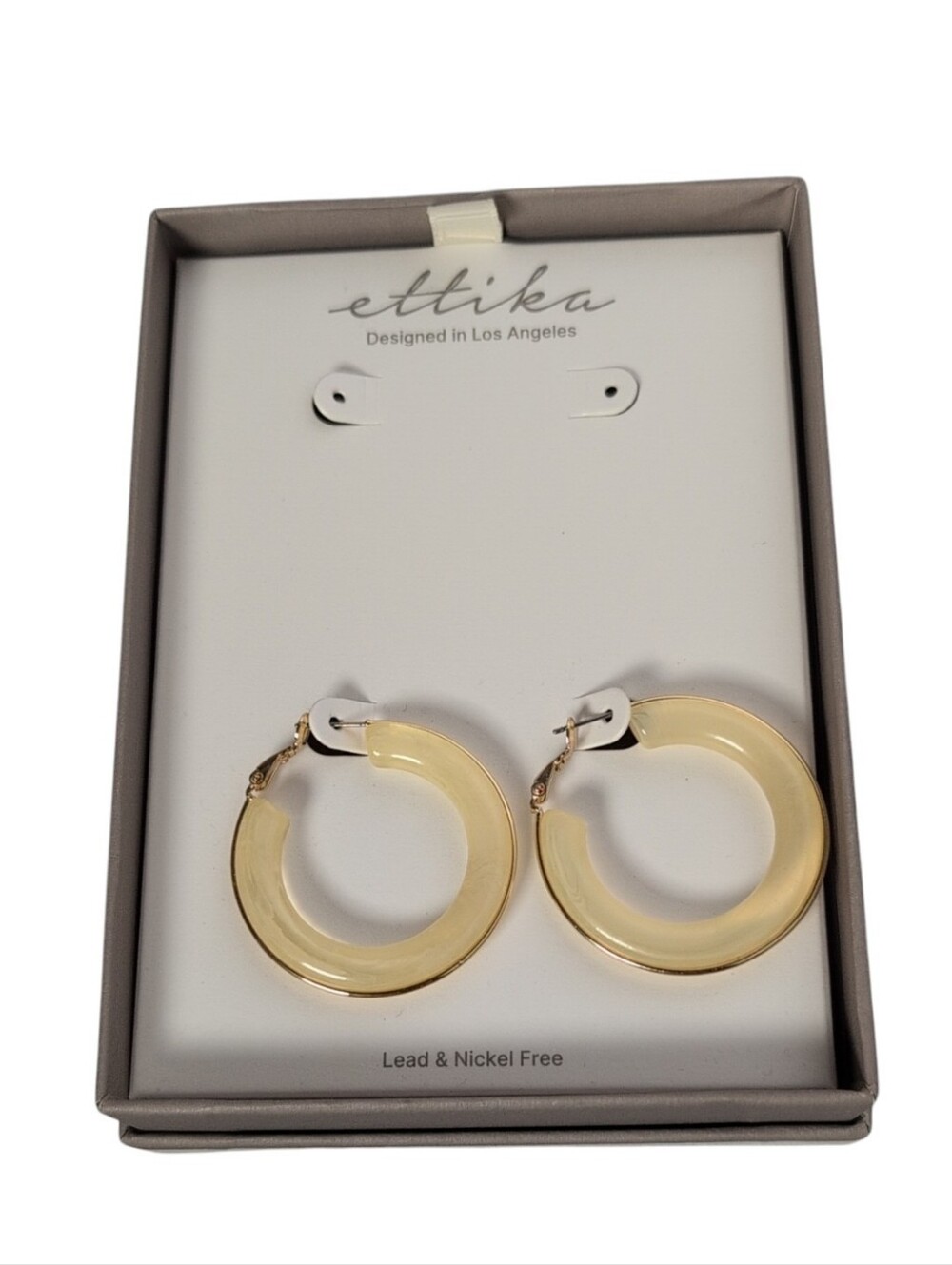 Ettika Large Gold Tone & Resin Hoop Earrings